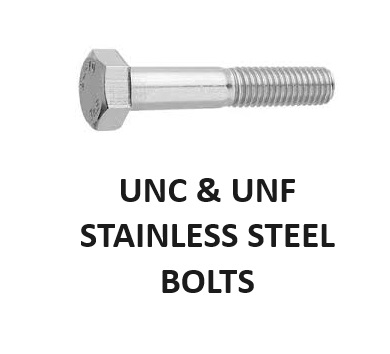Bolts Hex Head  Imperial UNC and UNF Stainless Steel all Dimensions in Inches